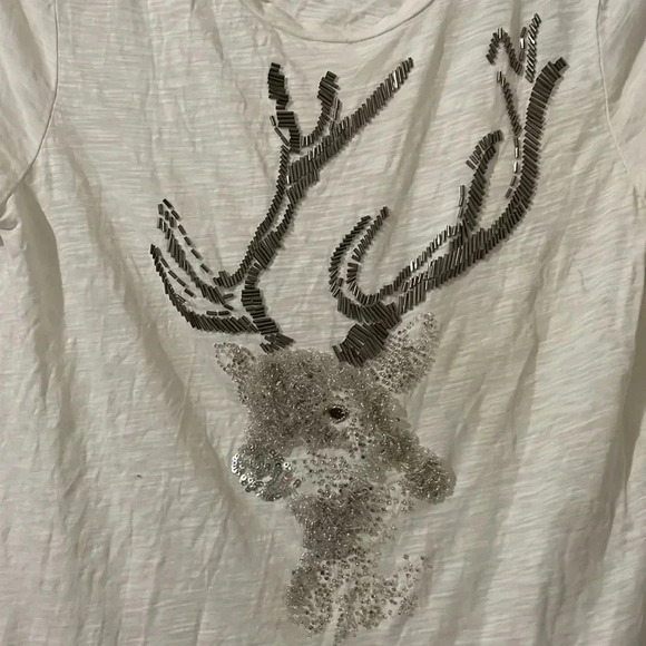 J. Crew White T-Shirt with Silver Deer Design - Picture 5 of 7